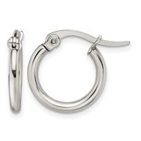 Chisel Stainless Steel Polished 15.5mm Diameter 2mm Hoop Earrings view 1