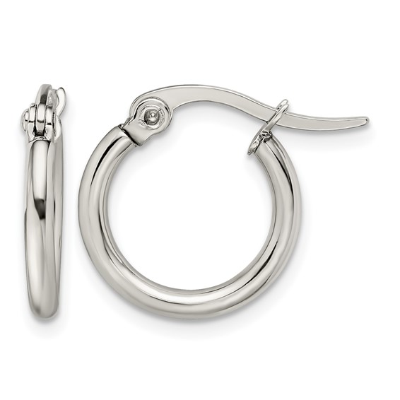 Chisel Stainless Steel Polished 15.5mm Diameter 2mm Hoop Earrings