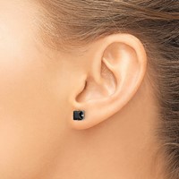 Chisel Stainless Steel Polished 5mm Black Square CZ Stud Post Earrings view 4