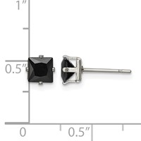 Chisel Stainless Steel Polished 5mm Black Square CZ Stud Post Earrings view 5