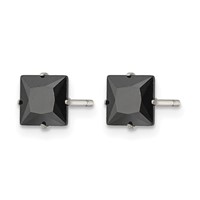 Chisel Stainless Steel Polished 6mm Black Square CZ Stud Post Earrings view 3