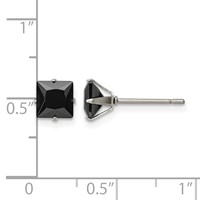 Chisel Stainless Steel Polished 6mm Black Square CZ Stud Post Earrings view 5