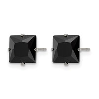 Chisel Stainless Steel Polished 7mm Black Square CZ Stud Post Earrings view 3