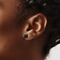 Chisel Stainless Steel Polished 7mm Black Square CZ Stud Post Earrings view 4