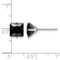 Chisel Stainless Steel Polished 7mm Black Square CZ Stud Post Earrings view 5