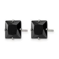 Chisel Stainless Steel Polished 8mm Black Square CZ Stud Post Earrings view 3