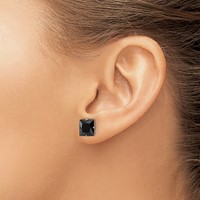 Chisel Stainless Steel Polished 8mm Black Square CZ Stud Post Earrings view 4