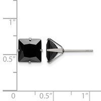 Chisel Stainless Steel Polished 8mm Black Square CZ Stud Post Earrings view 5