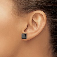 Chisel Stainless Steel Polished 9mm Black Square CZ Stud Post Earrings view 4