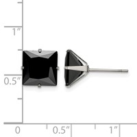 Chisel Stainless Steel Polished 9mm Black Square CZ Stud Post Earrings view 5