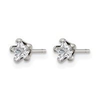 Chisel Stainless Steel Polished 4mm Star CZ Stud Post Earrings view 3