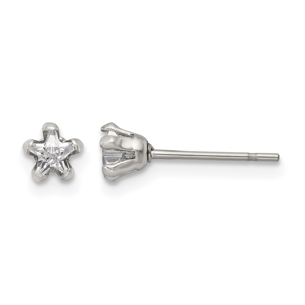Chisel Stainless Steel Polished 4mm Star CZ Stud Post Earrings