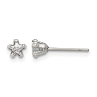 Chisel Stainless Steel Polished 4mm Star CZ Stud Post Earrings view 1
