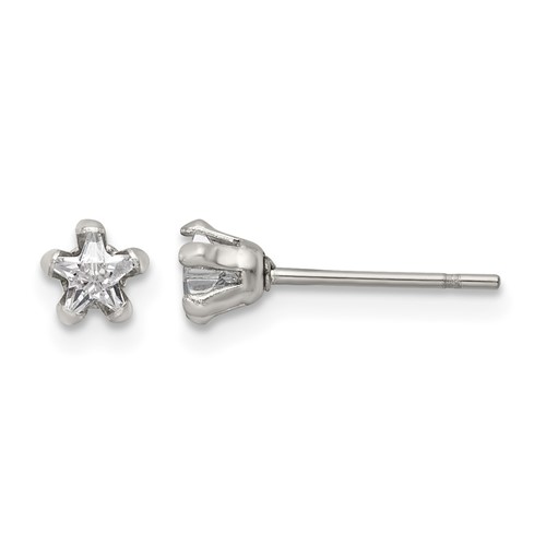 Chisel Stainless Steel Polished 4mm Star CZ Stud Post Earrings