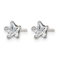 Chisel Stainless Steel Polished 5mm Star CZ Stud Post Earrings view 3