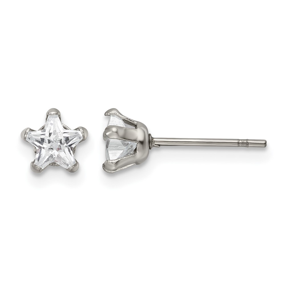 Chisel Stainless Steel Polished 5mm Star CZ Stud Post Earrings