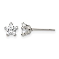 Chisel Stainless Steel Polished 5mm Star CZ Stud Post Earrings view 1