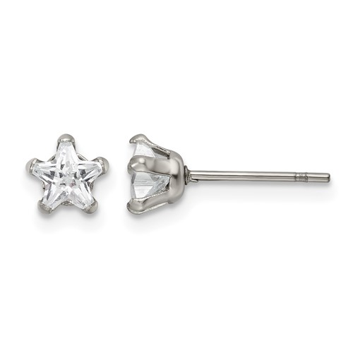 Chisel Stainless Steel Polished 5mm Star CZ Stud Post Earrings