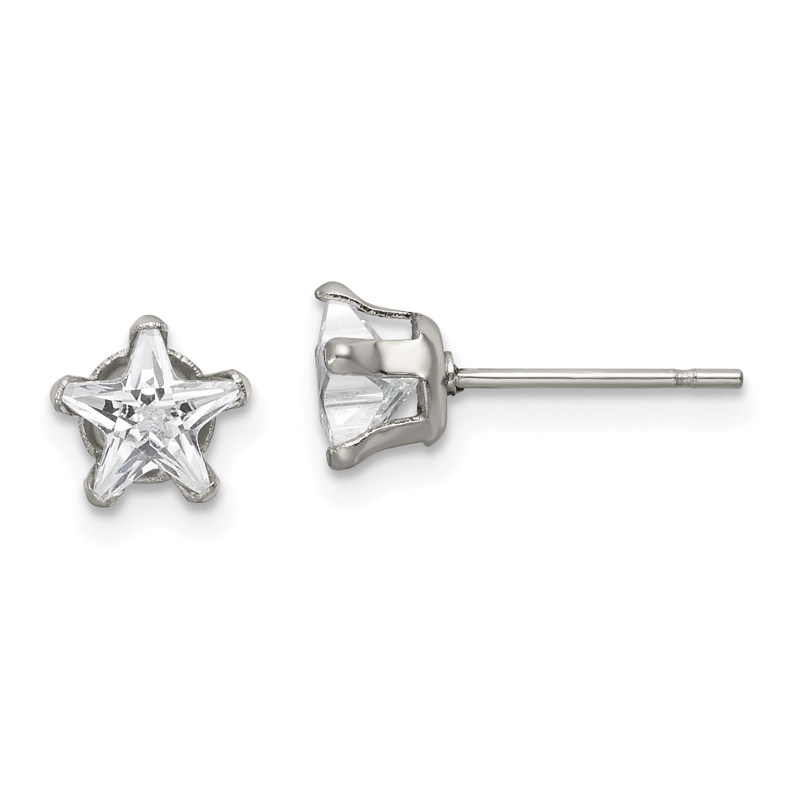 Chisel Stainless Steel Polished 6mm Star CZ Stud Post Earrings | J.C.’s  Jewelry