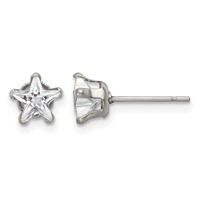 Chisel Stainless Steel Polished 6mm Star CZ Stud Post Earrings view 1
