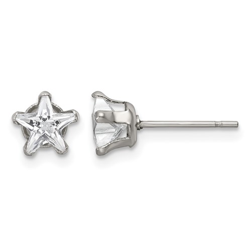 Chisel Stainless Steel Polished 6mm Star CZ Stud Post Earrings