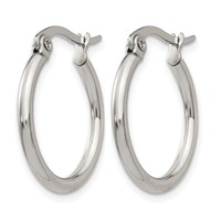 Chisel Stainless Steel Polished 19.5mm Diameter 2mm Hoop Earrings view 3