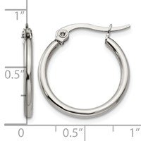 Chisel Stainless Steel Polished 19.5mm Diameter 2mm Hoop Earrings view 5