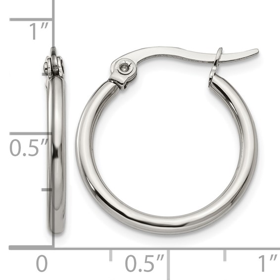 Chisel Stainless Steel Polished 19.5mm Diameter 2mm Hoop Earrings