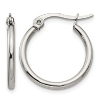 Chisel Stainless Steel Polished 19.5mm Diameter 2mm Hoop Earrings view 1