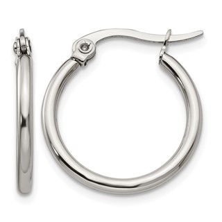 Chisel Stainless Steel Polished 19.5mm Diameter 2mm Hoop Earrings