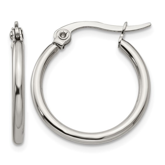 Chisel Stainless Steel Polished 19.5mm Diameter 2mm Hoop Earrings