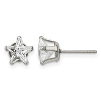 Chisel Stainless Steel Polished 7mm Star CZ Stud Post Earrings view 1