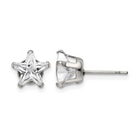 Chisel Stainless Steel Polished 8mm Star CZ Stud Post Earrings view 1