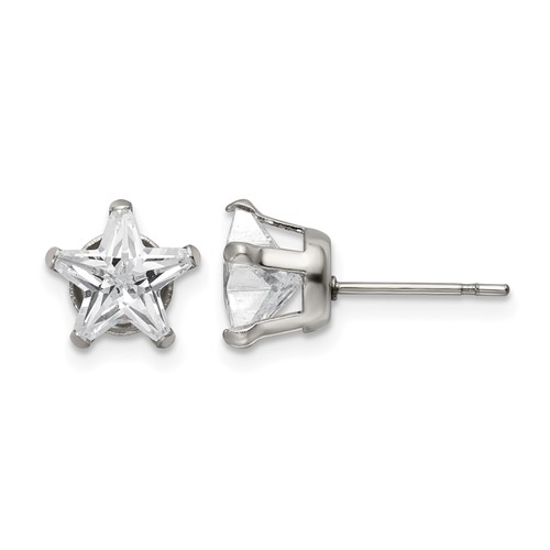 Chisel Stainless Steel Polished 8mm Star CZ Stud Post Earrings