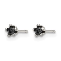 Chisel Stainless Steel Polished 3mm Black Star CZ Stud Post Earrings view 3