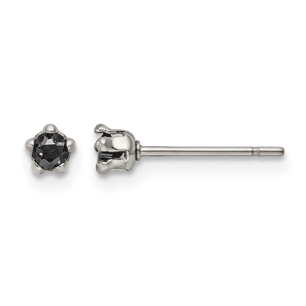 Chisel Stainless Steel Polished 3mm Black Star CZ Stud Post Earrings