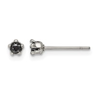 Chisel Stainless Steel Polished 3mm Black Star CZ Stud Post Earrings view 1