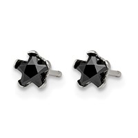 Chisel Stainless Steel Polished 4mm Black Star CZ Stud Post Earrings view 3