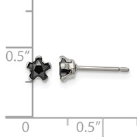 Chisel Stainless Steel Polished 4mm Black Star CZ Stud Post Earrings view 5