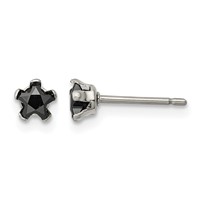 Chisel Stainless Steel Polished 4mm Black Star CZ Stud Post Earrings view 1