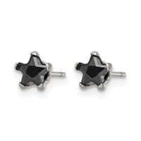 Chisel Stainless Steel Polished 5mm Black Star CZ Stud Post Earrings view 3