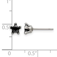 Chisel Stainless Steel Polished 5mm Black Star CZ Stud Post Earrings view 5