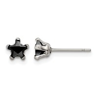 Chisel Stainless Steel Polished 5mm Black Star CZ Stud Post Earrings view 1
