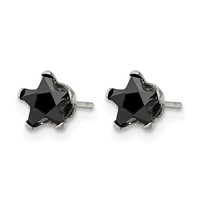 Chisel Stainless Steel Polished 6mm Black Star CZ Stud Post Earrings view 3