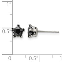 Chisel Stainless Steel Polished 6mm Black Star CZ Stud Post Earrings view 5