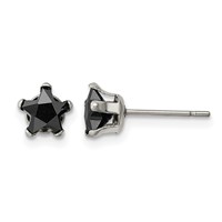 Chisel Stainless Steel Polished 6mm Black Star CZ Stud Post Earrings view 1