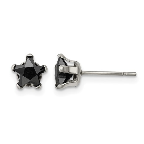 Chisel Stainless Steel Polished 6mm Black Star CZ Stud Post Earrings
