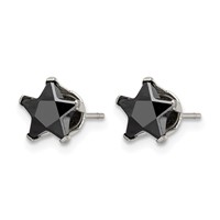 Chisel Stainless Steel Polished 7mm Black Star CZ Stud Post Earrings view 3
