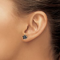 Chisel Stainless Steel Polished 7mm Black Star CZ Stud Post Earrings view 4