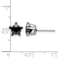 Chisel Stainless Steel Polished 7mm Black Star CZ Stud Post Earrings view 5